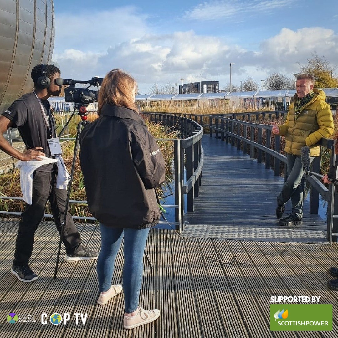 Chris Packham with the COP TV team
