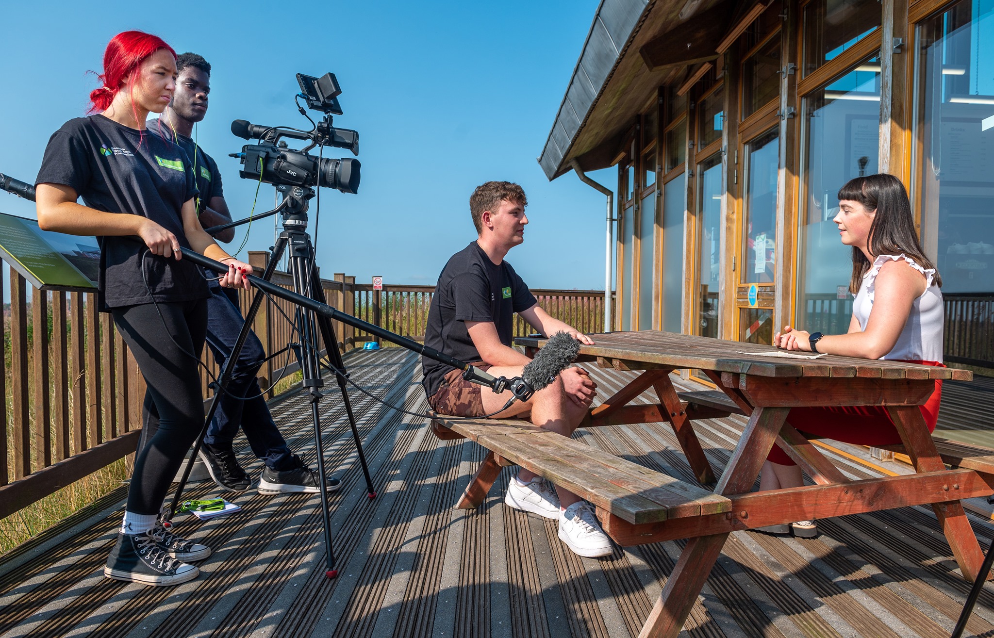 Young people conduct an interview on our COP TV project